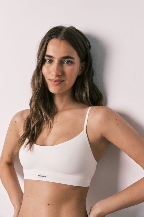 Women'secret White seamless padded top beige