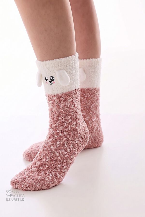 Penti Meias soquete com estampado de c&atilde;o rosa