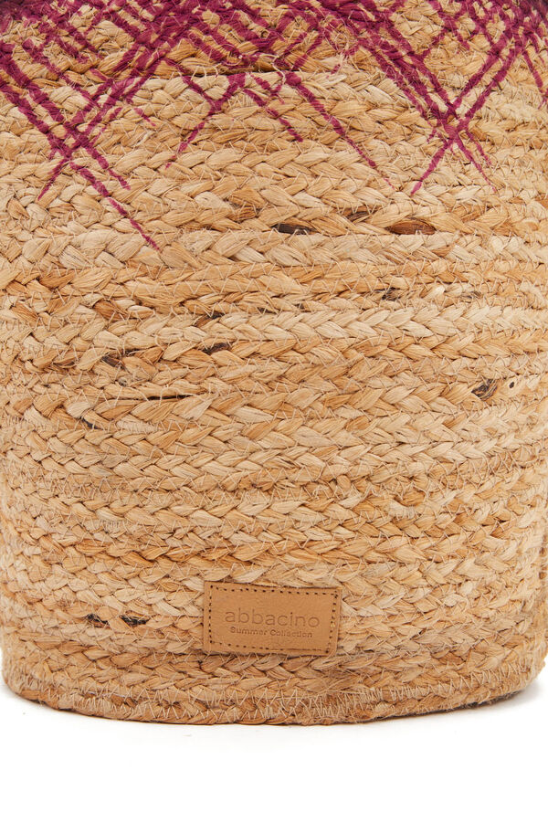 Womensecret Large Summer Song raffia basket bag with fuchsia gradient rose