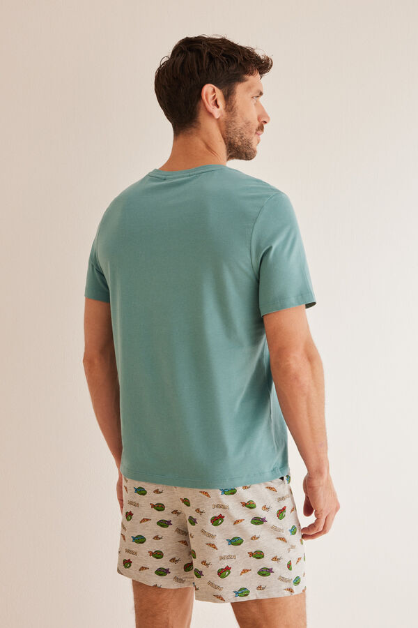 Womensecret Men's short pyjamas, 100% cotton, Ninja Turtles green