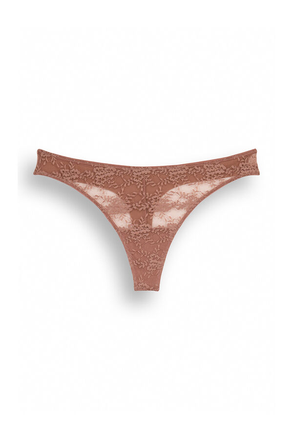 Womensecret String dentelle marron clair nude