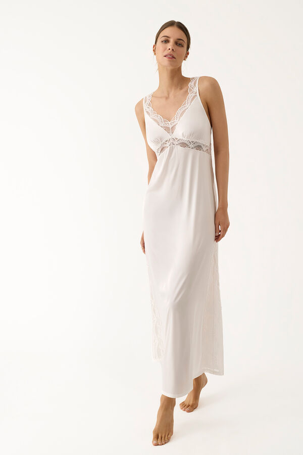 Promise Camis&oacute;n largo lencero blanco marfil