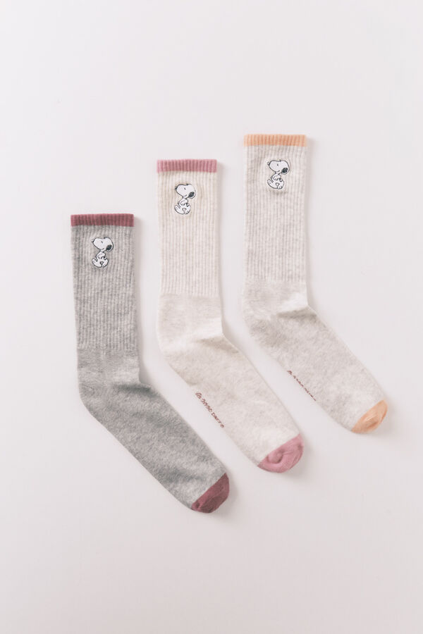 Women'secret 3-pack long Snoopy print socks grey
