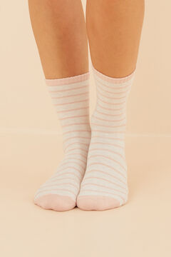 Womensecret Pink striped cotton mid-calf socks pink