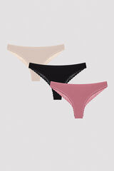 Womensecret Love Lace Detail 3 Pack Brazilian Panties imprimé