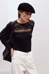 Cotonella Round neck long sleeve T-shirt black