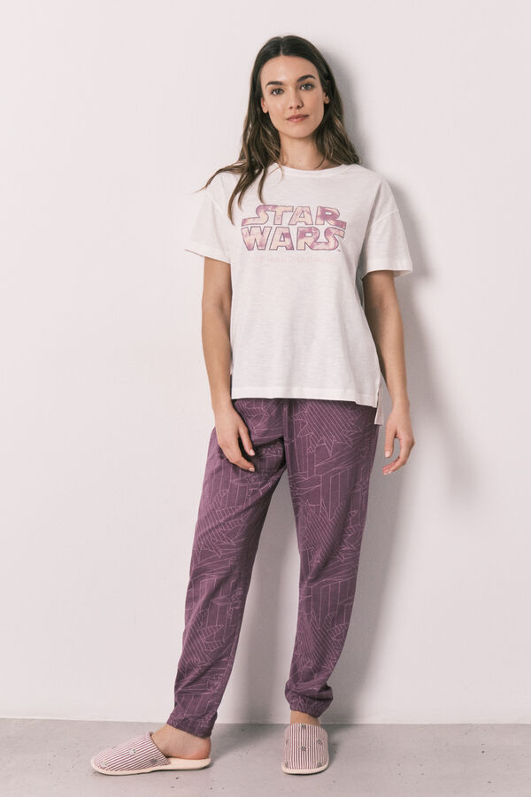 Women'secret Cotton short sleeve long pyjamas Star Wars beige