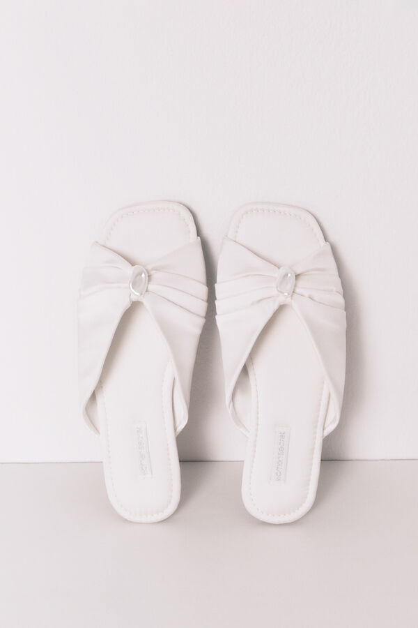 Women'secret Satin mule slippers in White beige