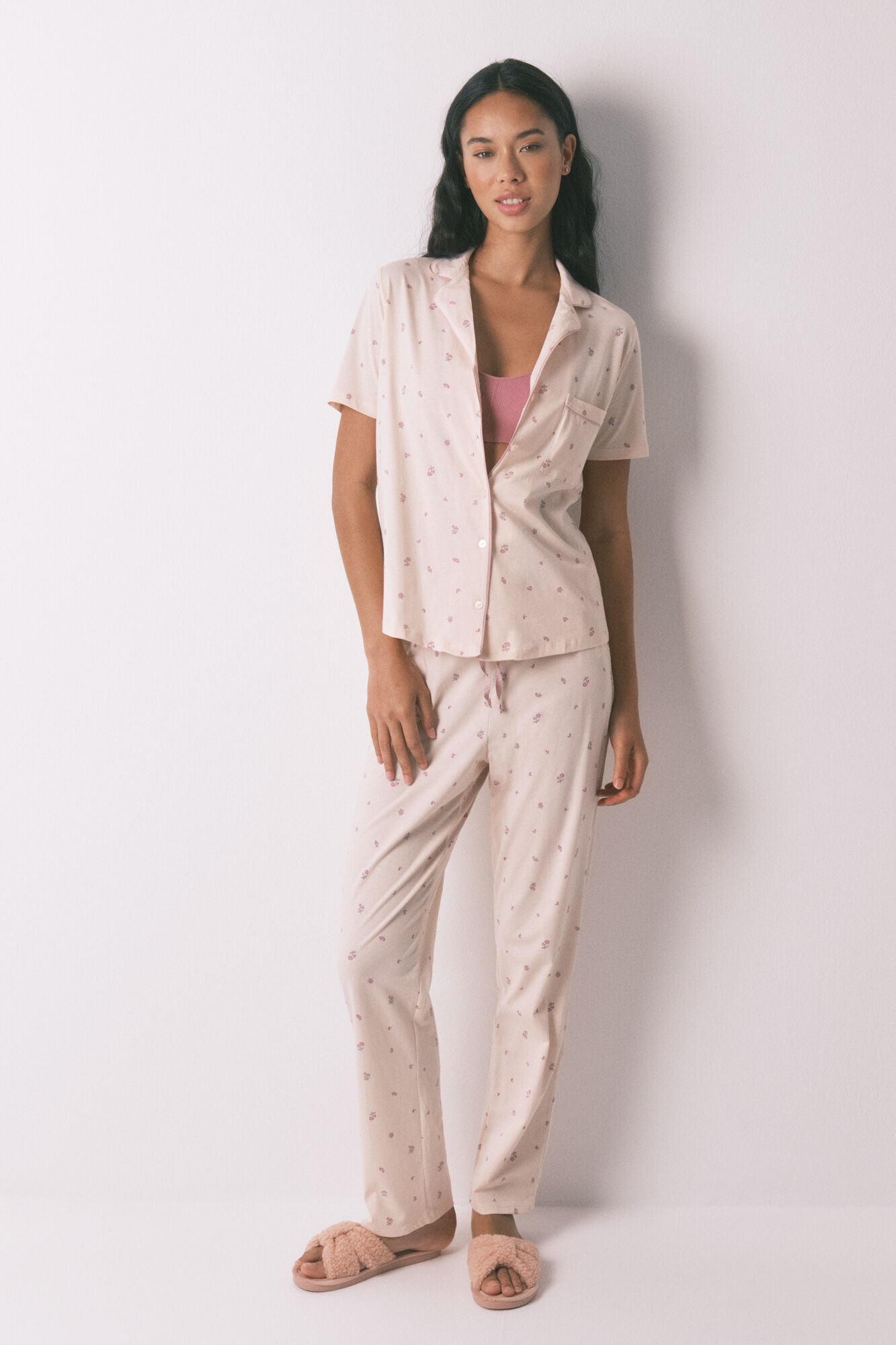 Women'secret Long 100% cotton floral classic pyjamas 