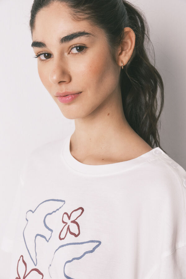 Women'secret White 100% cotton short sleeve T-shirt beige