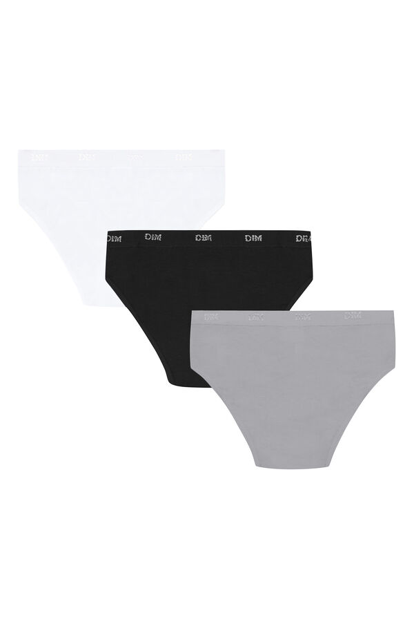 DIM Pack of 3 girls' cotton panties with elastic waistband blanc