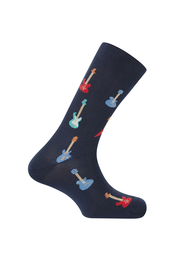 Punto Blanco Organic cotton midi guitar print socks blue