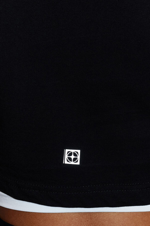 Trendyol Two-layer black and white short trainers T-shirt  noir