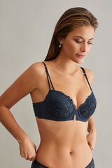 Womensecret Push-up bra with floral lace Blau