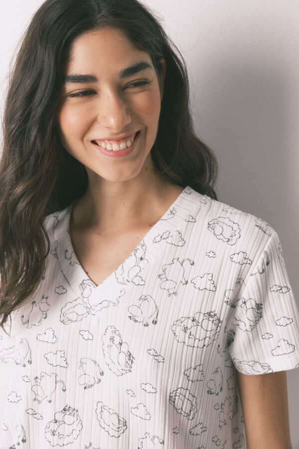 Women'secret Pyjama c&ocirc;tel&eacute; doux imprim&eacute; Moomin blanc blanc