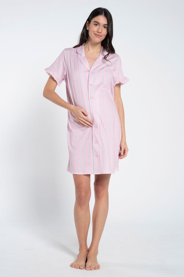 Ohma Gebl&uuml;mtes Still-Nachthemd mit Tr&auml;gern Rosa