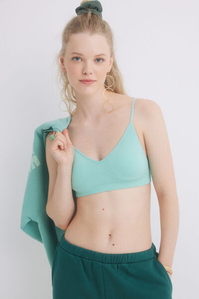 Womensecret Grüner nahtloser Crop-BH Grün