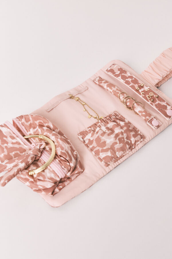Women'secret Pink animal print roll-up jewellery box pink