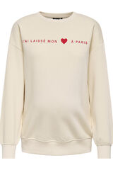 Only Maternity Sudadera texto frontal maternity beige