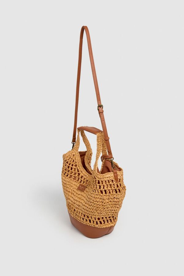 Pepe Jeans Rafia crossbody tote bag with handles mink
