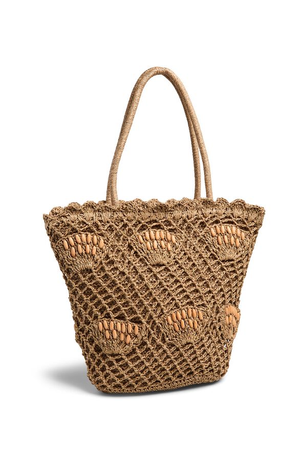 Pieces Shopper aus Papierstroh mit Rei&szlig;verschluss Nude
