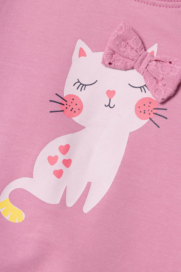 Womensecret Baby girl's sweatshirt with funny kitten pink