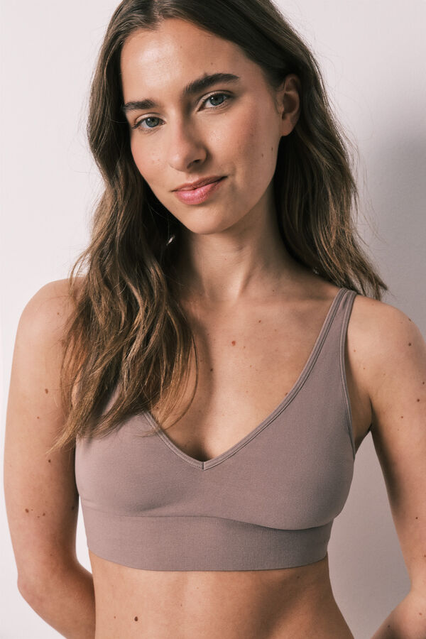 Women'secret Brown seamless triangle top NATURAL nude