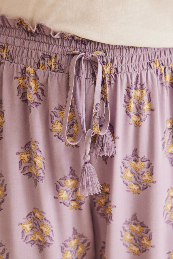 Womensecret Floral viscose long pyjama bottoms pink