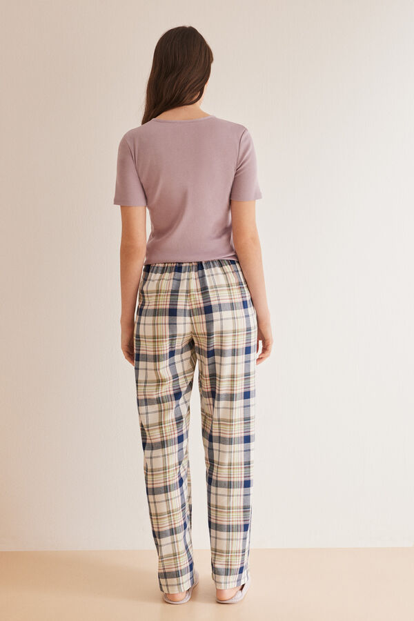 Calças pijama quadrados multicoloridos, Roupa de dormir de mulher e  homewear