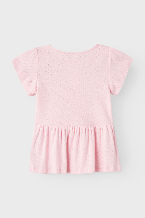 Womensecret Camiseta niña calada 100% orgánica rosa
