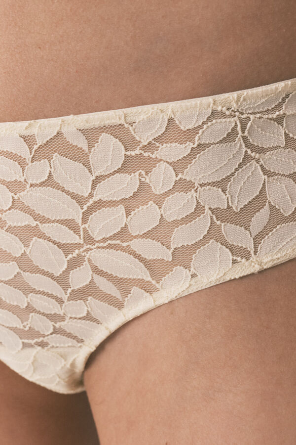 Women'secret Beige lace wide Brazilian panty nude