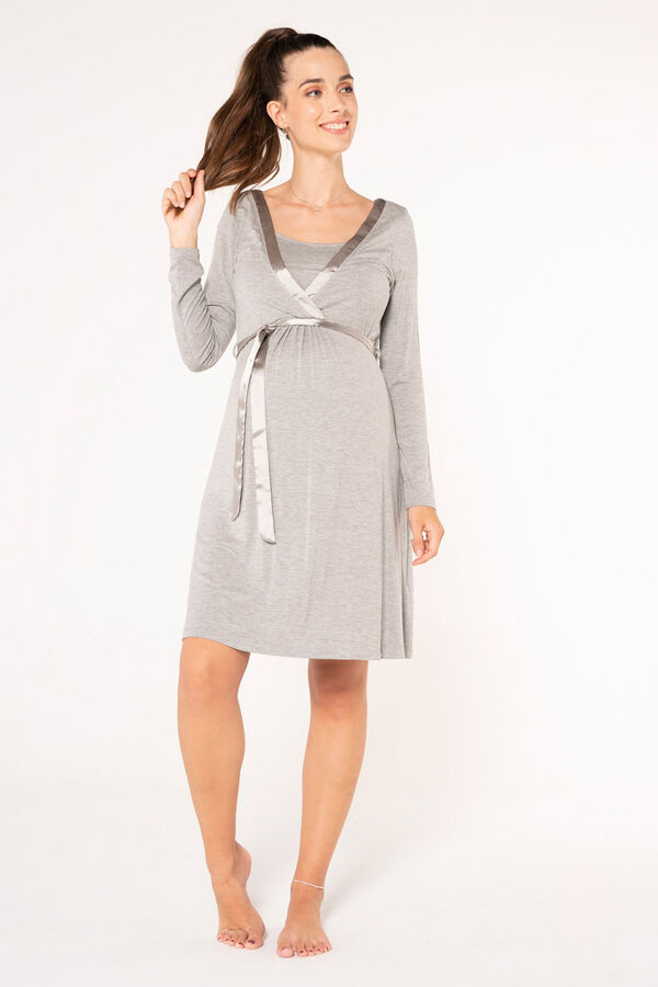 Womensecret Nursing nightgown with satin belt gris
