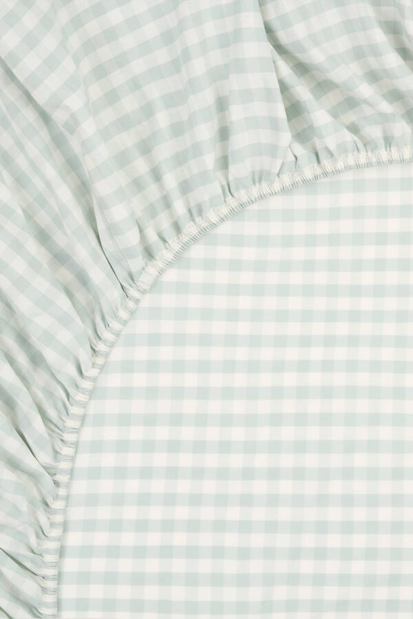 Womensecret Gingham cotton fitted sheet blue