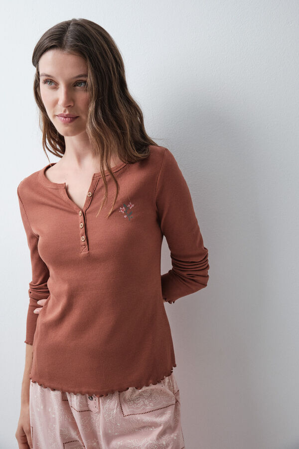 Women'secret Brown long sleeve T-shirt nude