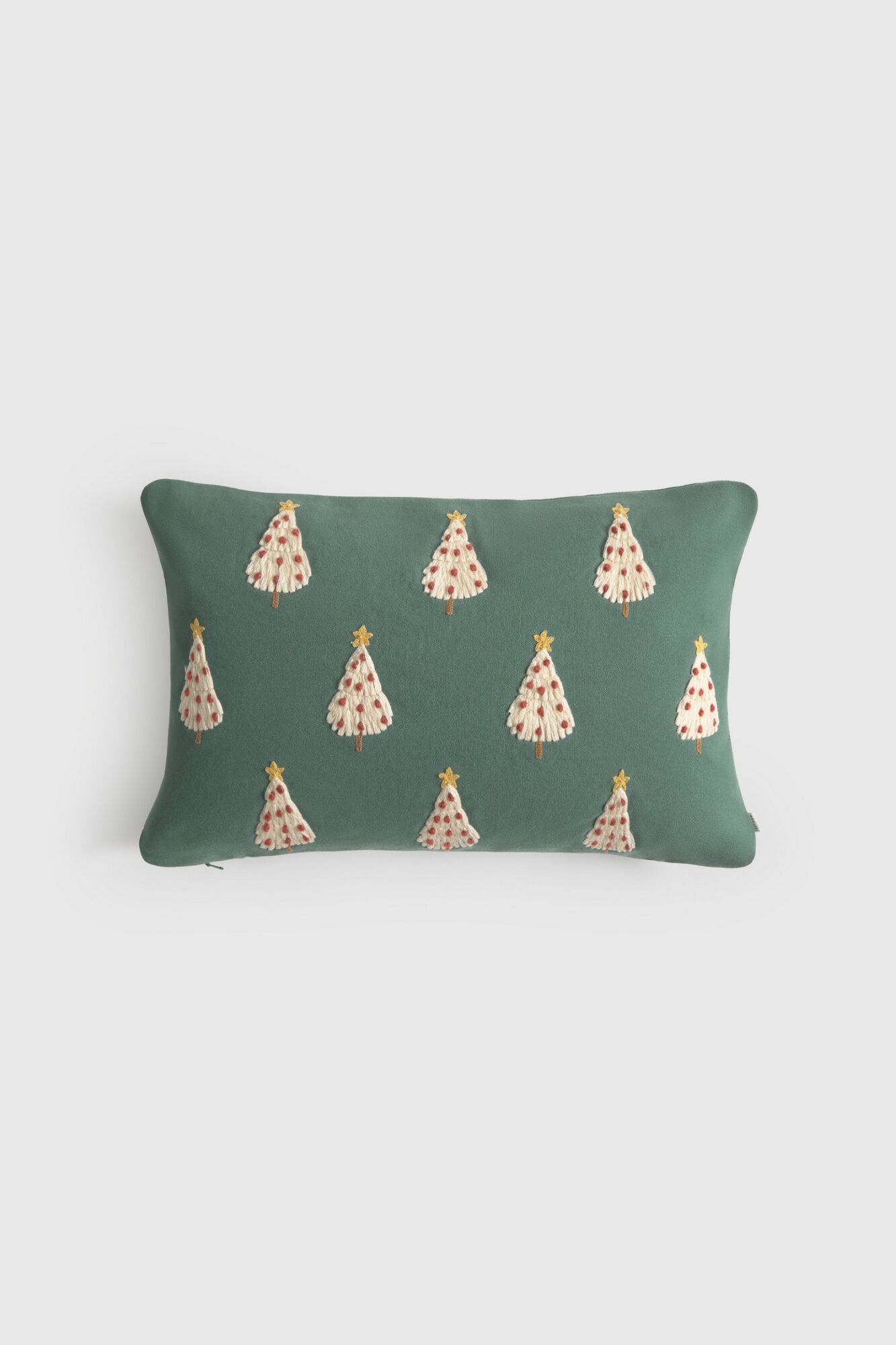 Textura Kissenbezug aus Baumwolle mit Tannenbaum-Stickerei im Weihnachts-Stil