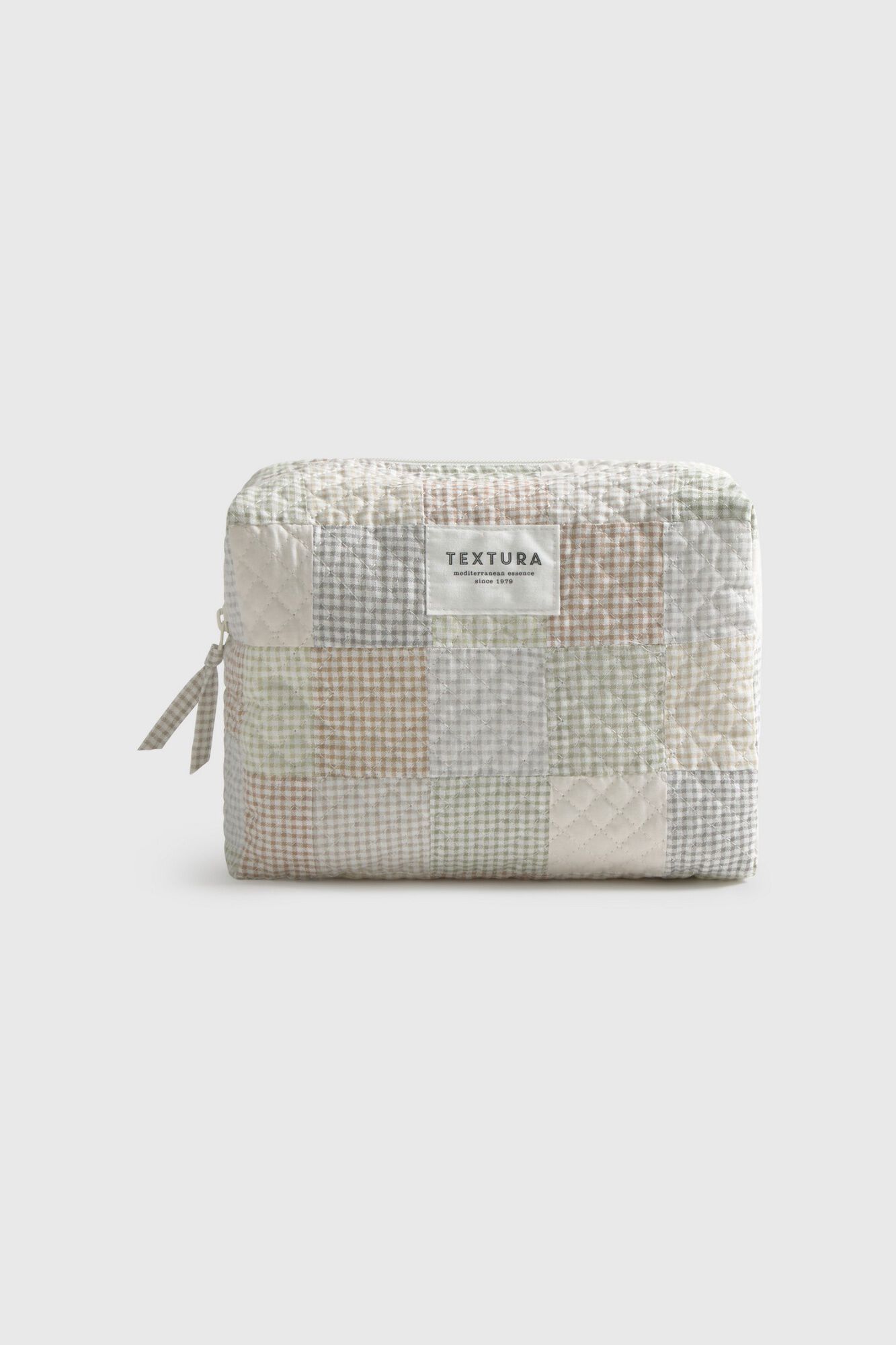 Textura Gesteppte Kosmetiktasche aus Baumwoll-Patchwork