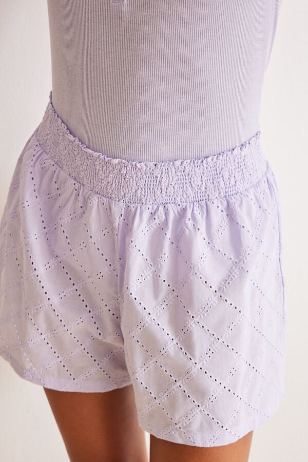 Womensecret Kurzer Pyjama aus 100 % lila Baumwolle Rosa