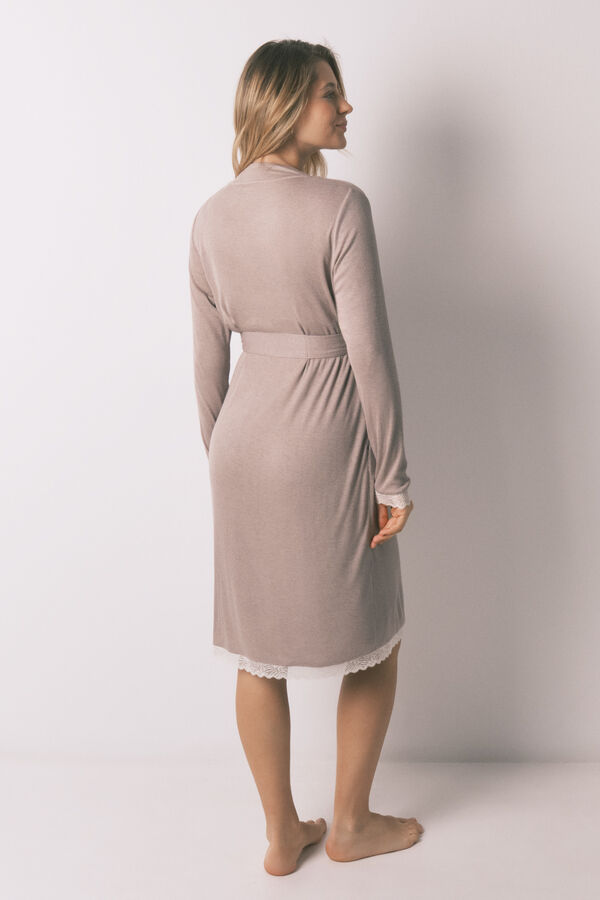 Women'secret Grey maternity belted robe nude