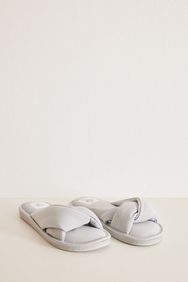 Womensecret Grey ribbed slippers grey