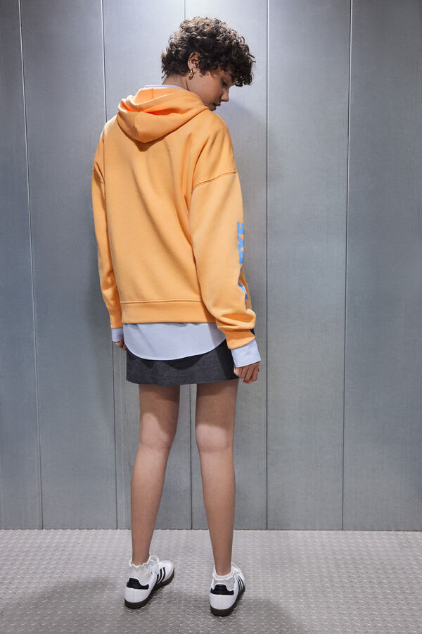 Womensecret Narančasta majica dugih rukava s kapuljačom od felpe s logotipom Narančasta