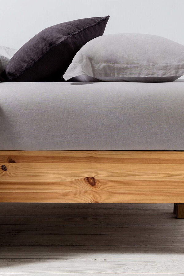 Textura Cotton linen fitted sheet white