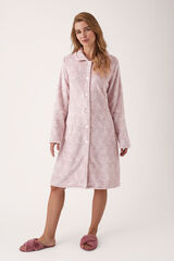 Promise Midi buttons robe with furry fabric Roze