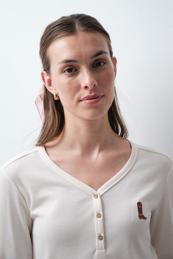 Women'secret T-shirt manches longues blanc beige