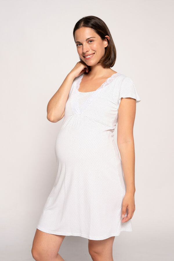 Womensecret Nursing dotted short sleeved nightdress fehér