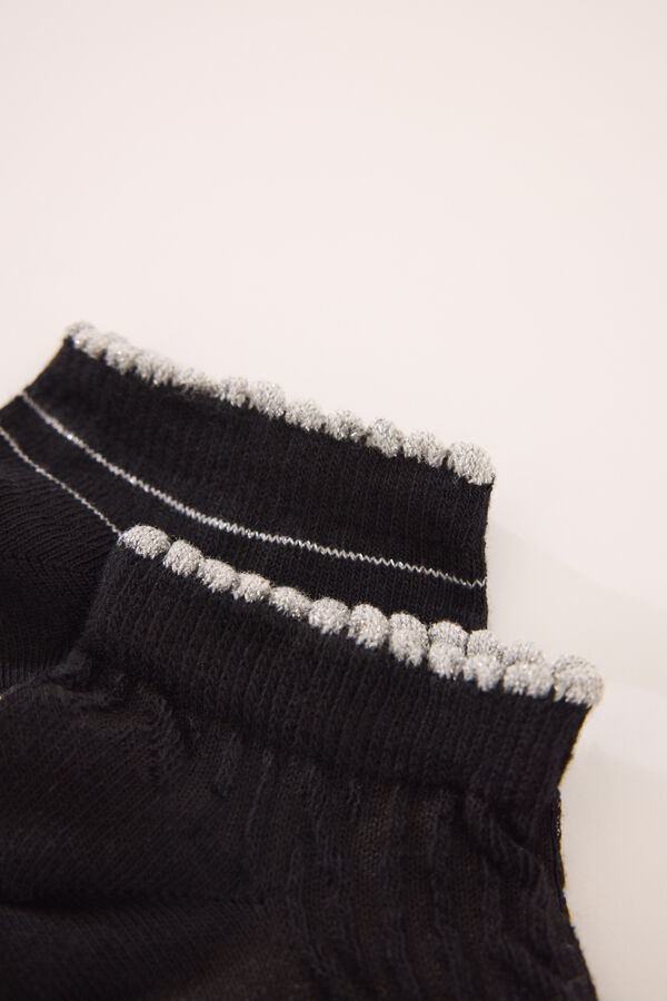 Women'secret Pack of 3 short black lurex socks black