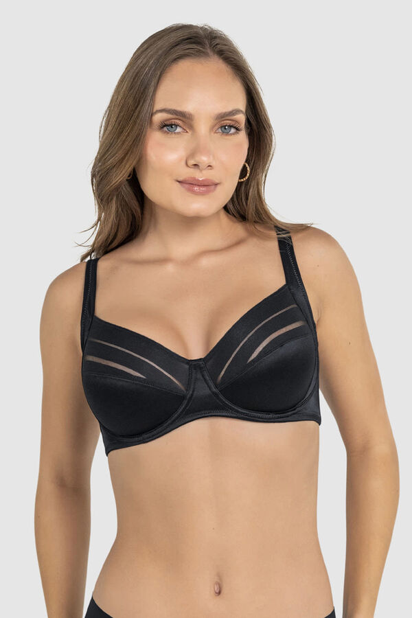 Leonisa Sujetador de buen cubrimiento ideal para pecho pesado Natural Support negro