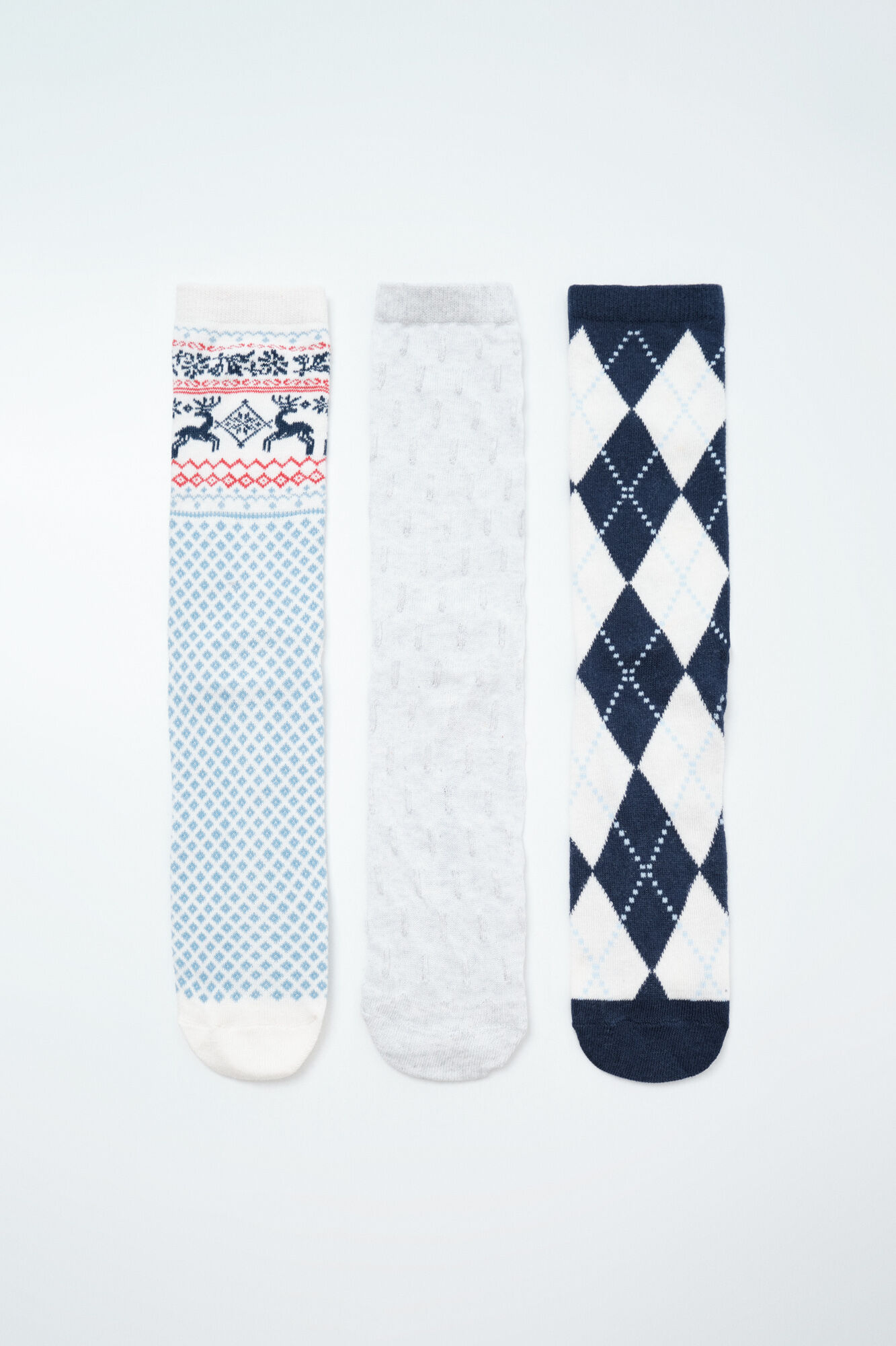 Women'secret Pack of 3 diamond print long socks