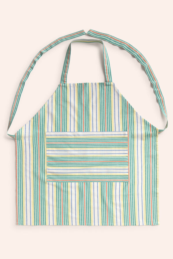 Calma House Haiti turquoise striped apron blue