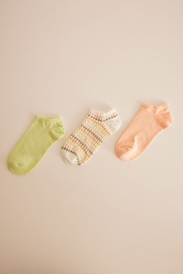 Womensecret 3er-Pack kurze Socken Rhomben mit Print