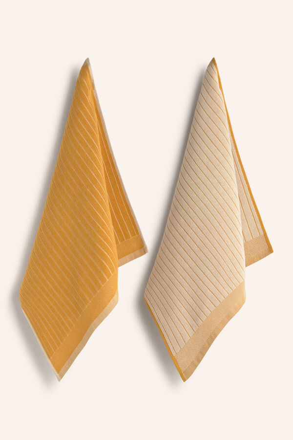 Calma House Mustard terry cloth set of 2 kitchen towels Lisboa 50x50 printed